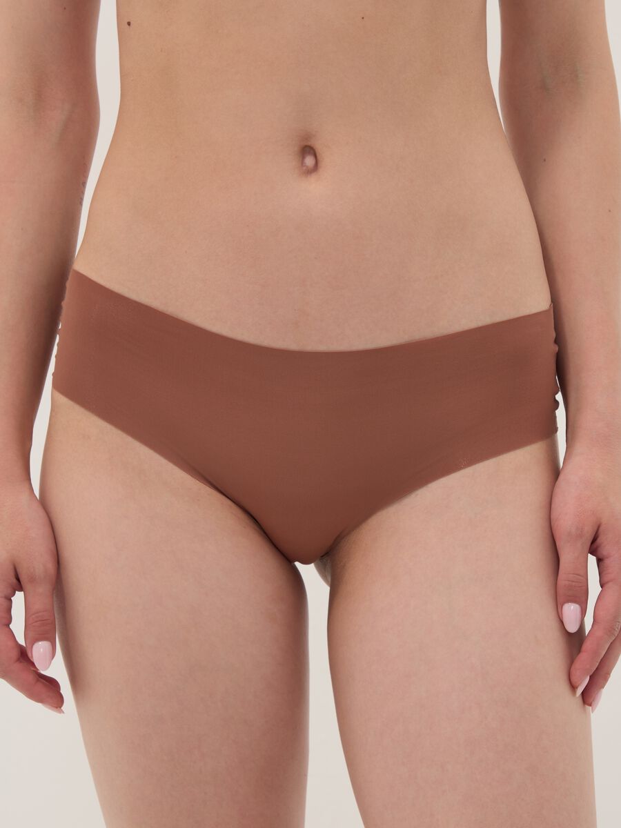Brown regular-waist stretch microfibre hipster briefs_1