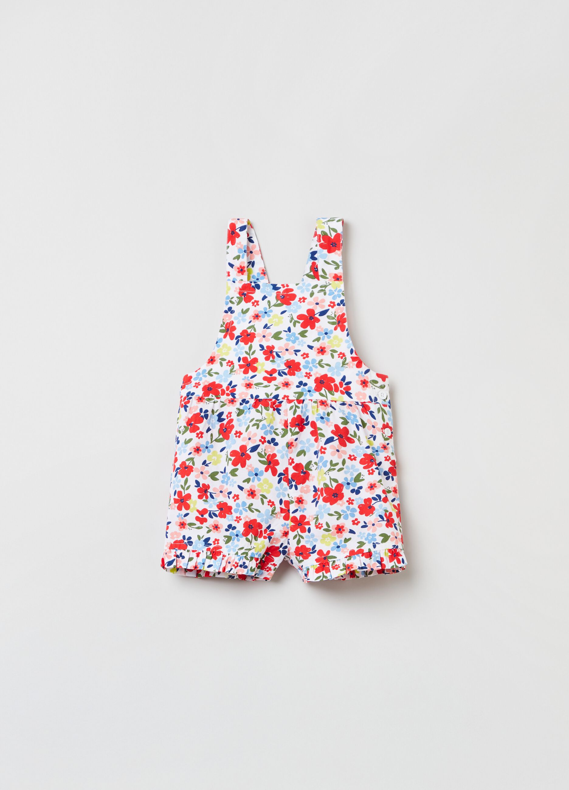 Cotton dungarees with floral pattern