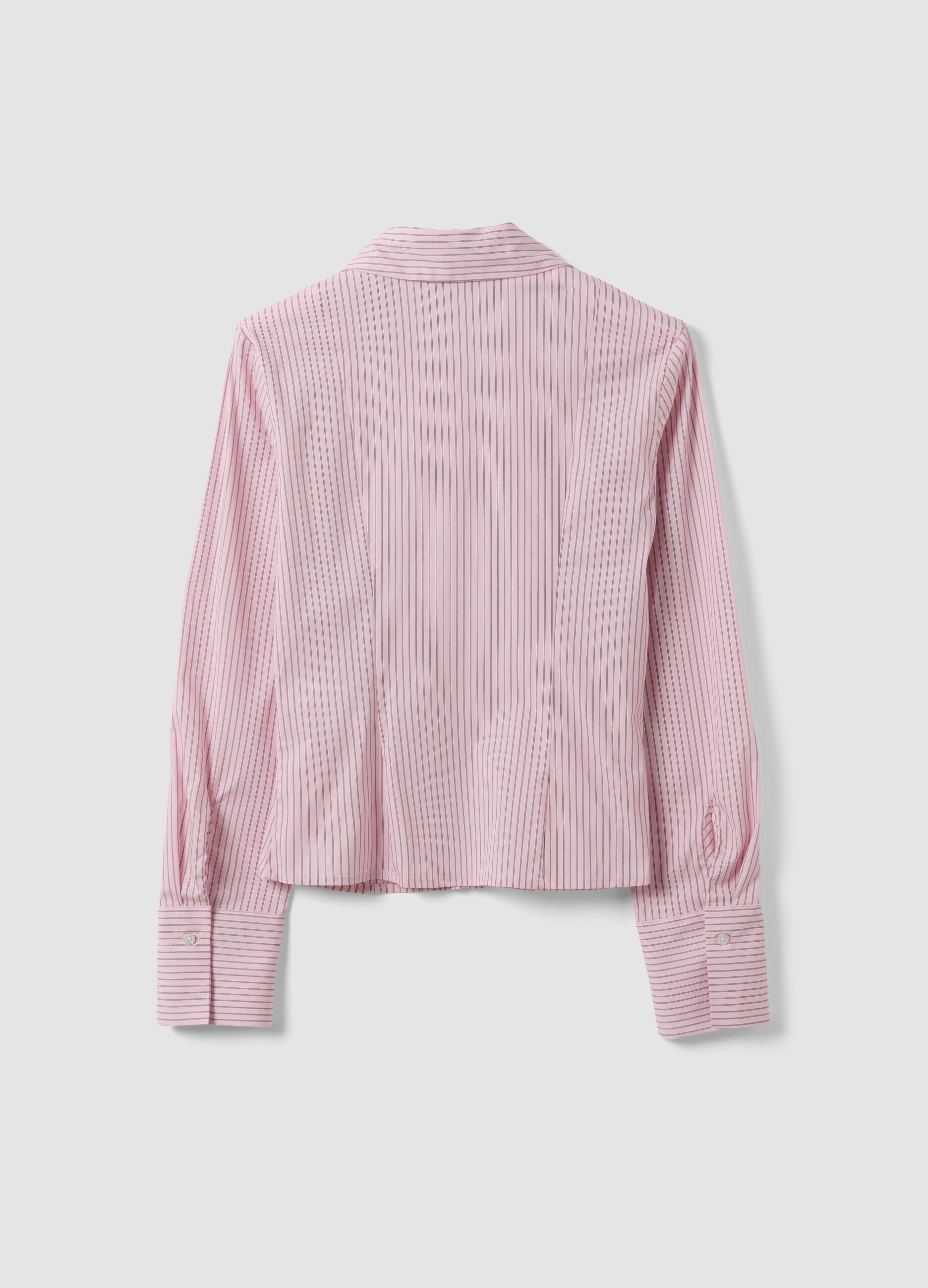 Pink striped slim-fit stretch cotton shirt