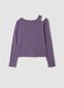 Purple stretch organic cotton cut-out T-shirt for girls_5