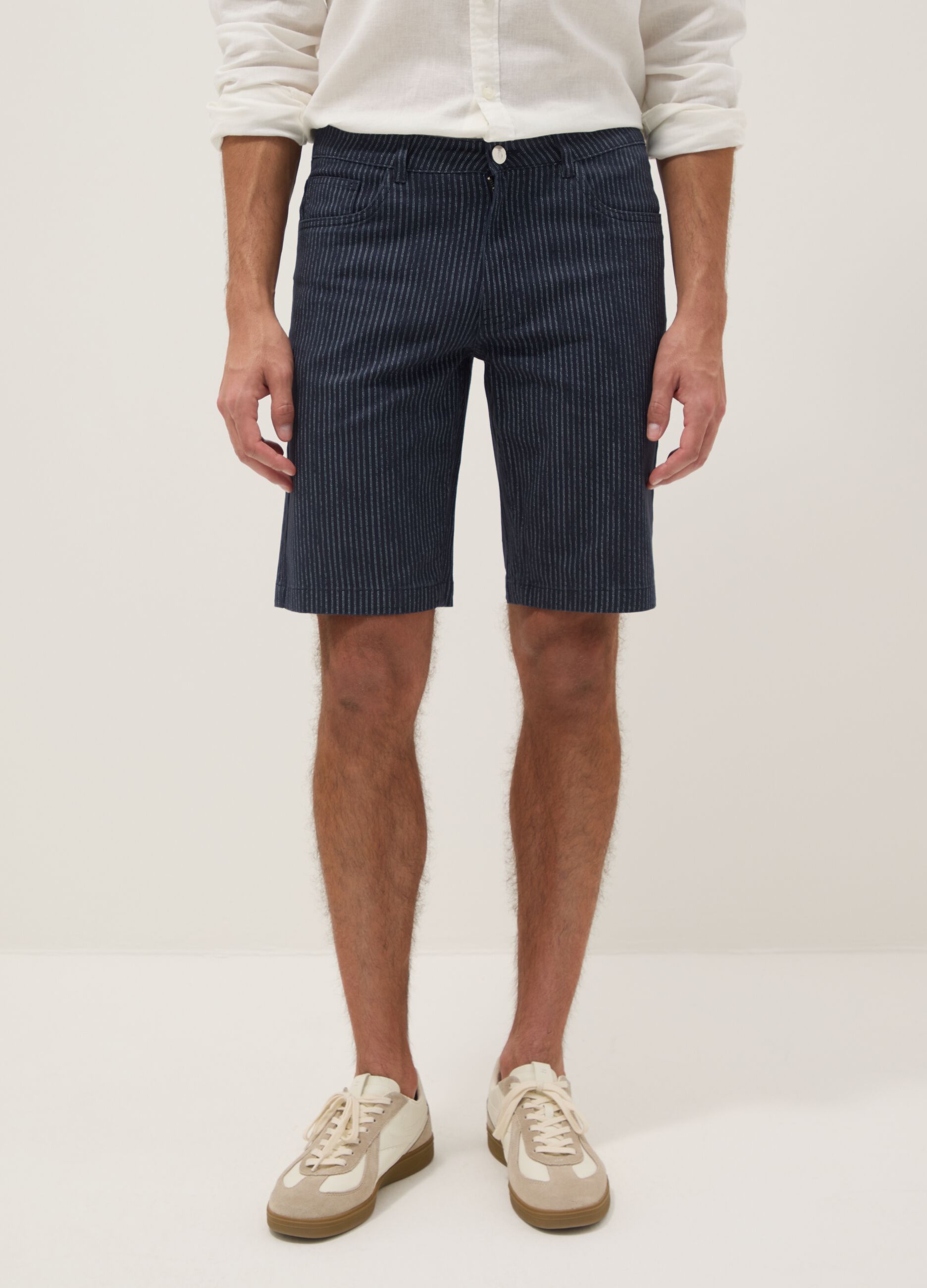 Blue stretch cotton shorts