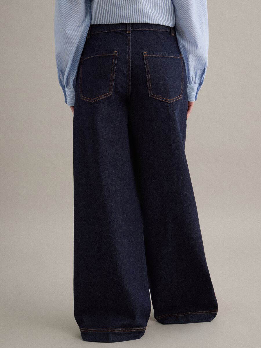 Wide-leg blue denim cotton jeans_2