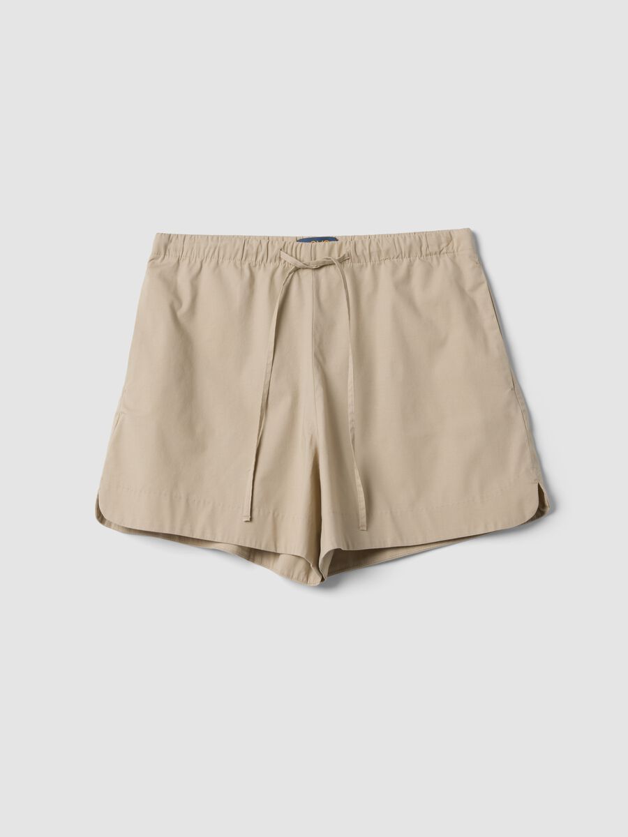 Beige stretch cotton shorts_0