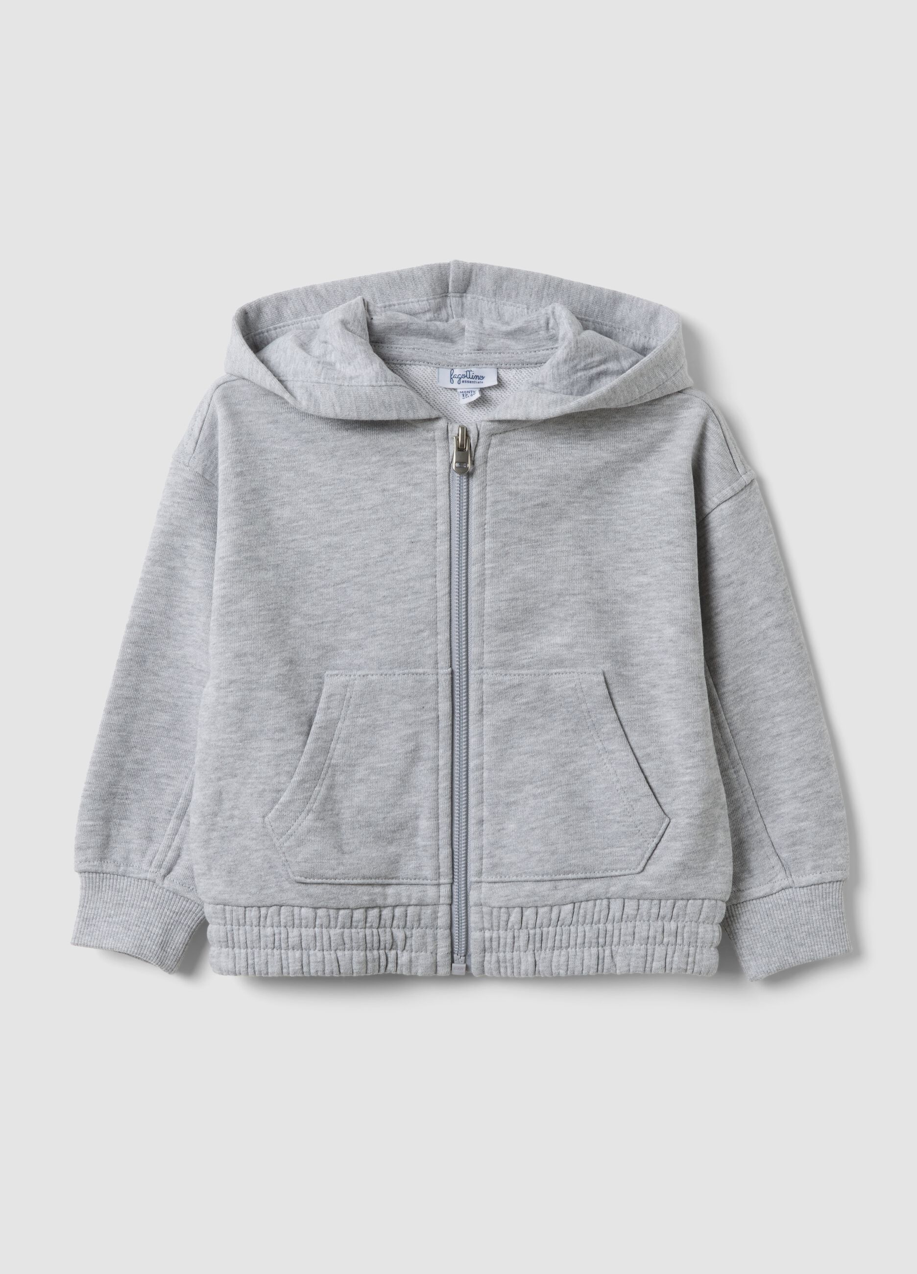 Grauer Hoodie aus reiner Bio-Baumwolle mit Oversize-Passform f&uuml;r Baby-M&auml;dchen