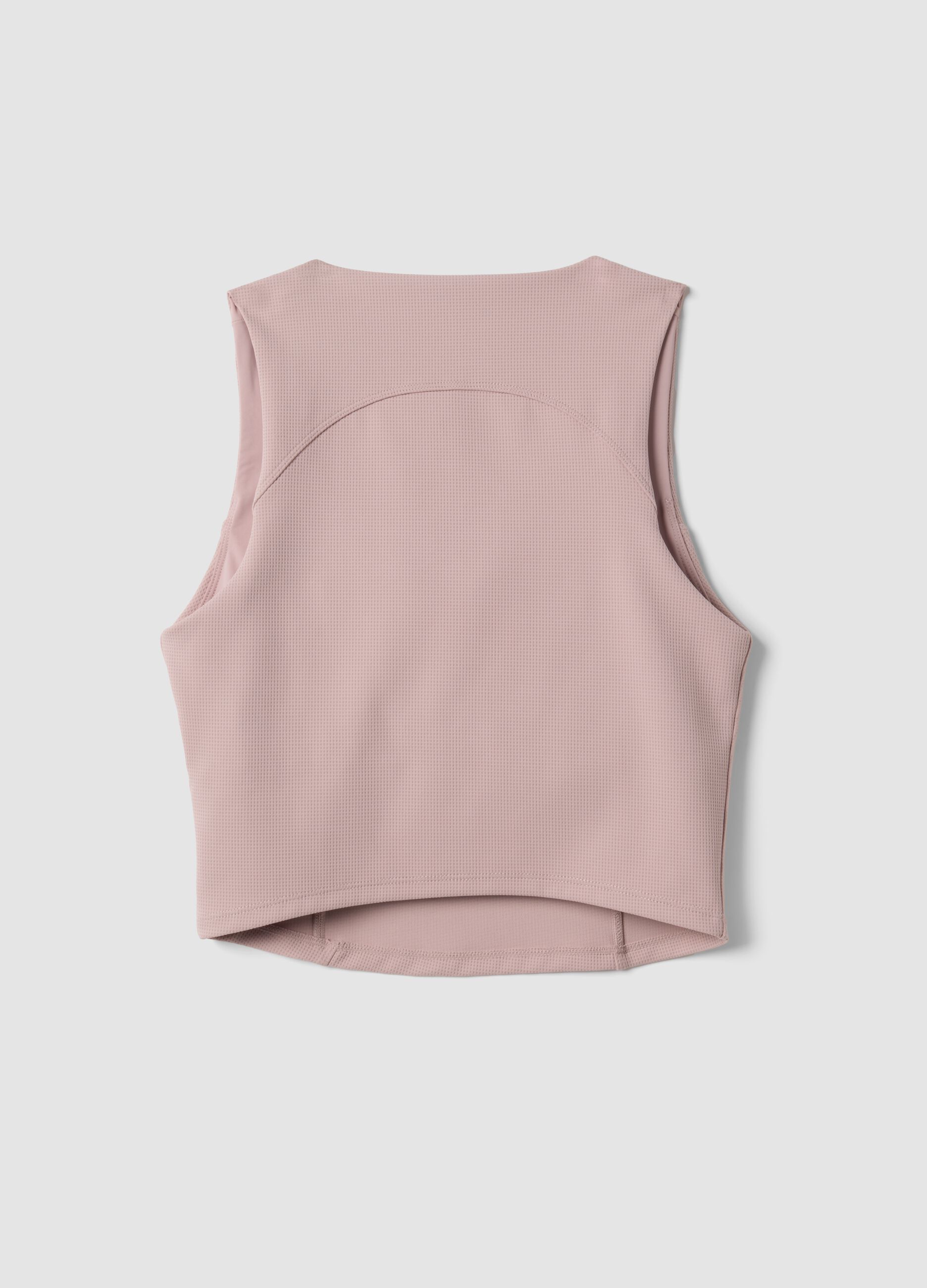 Pink cropped top in stretch fabric