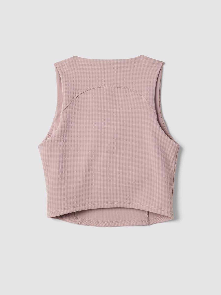 Pink cropped top in stretch fabric_5