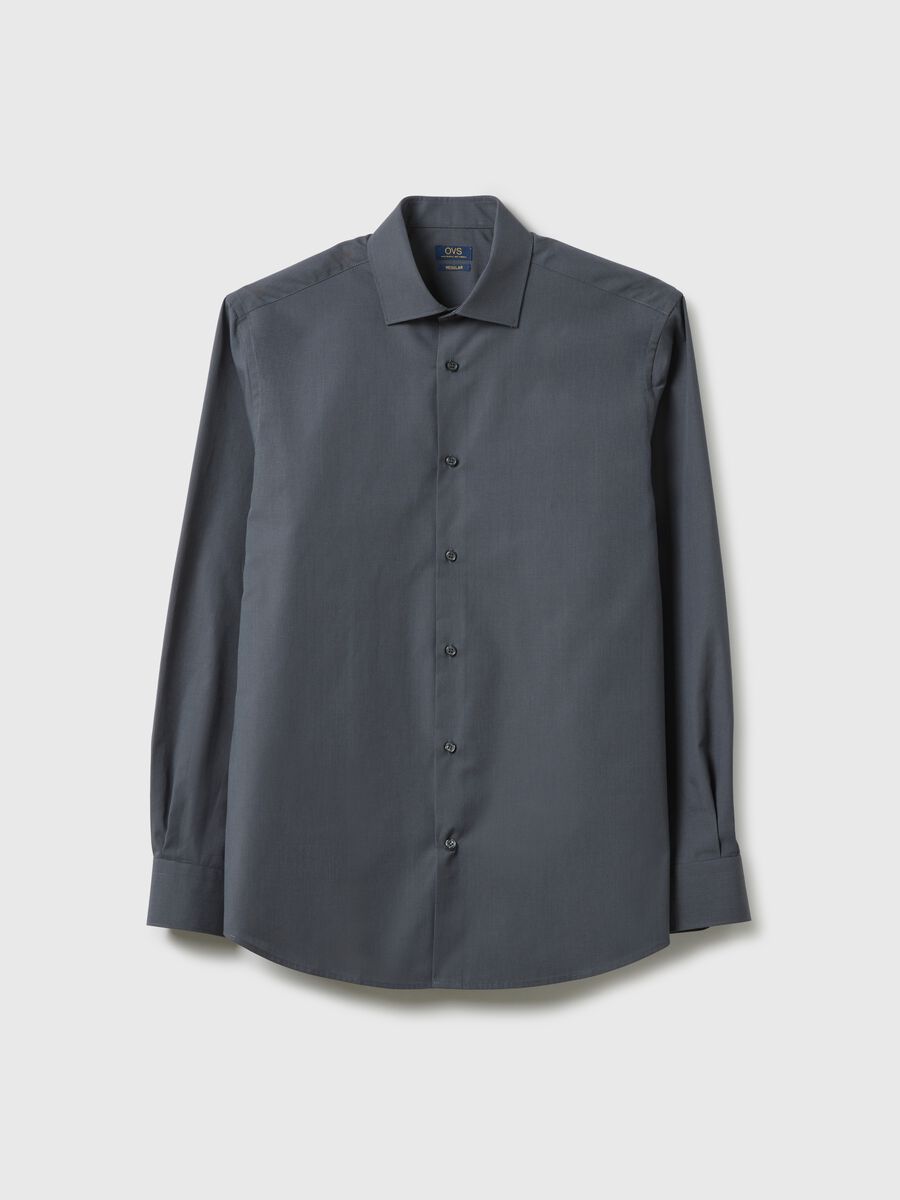 Grey pure cotton regular fit easy iron shirt_4