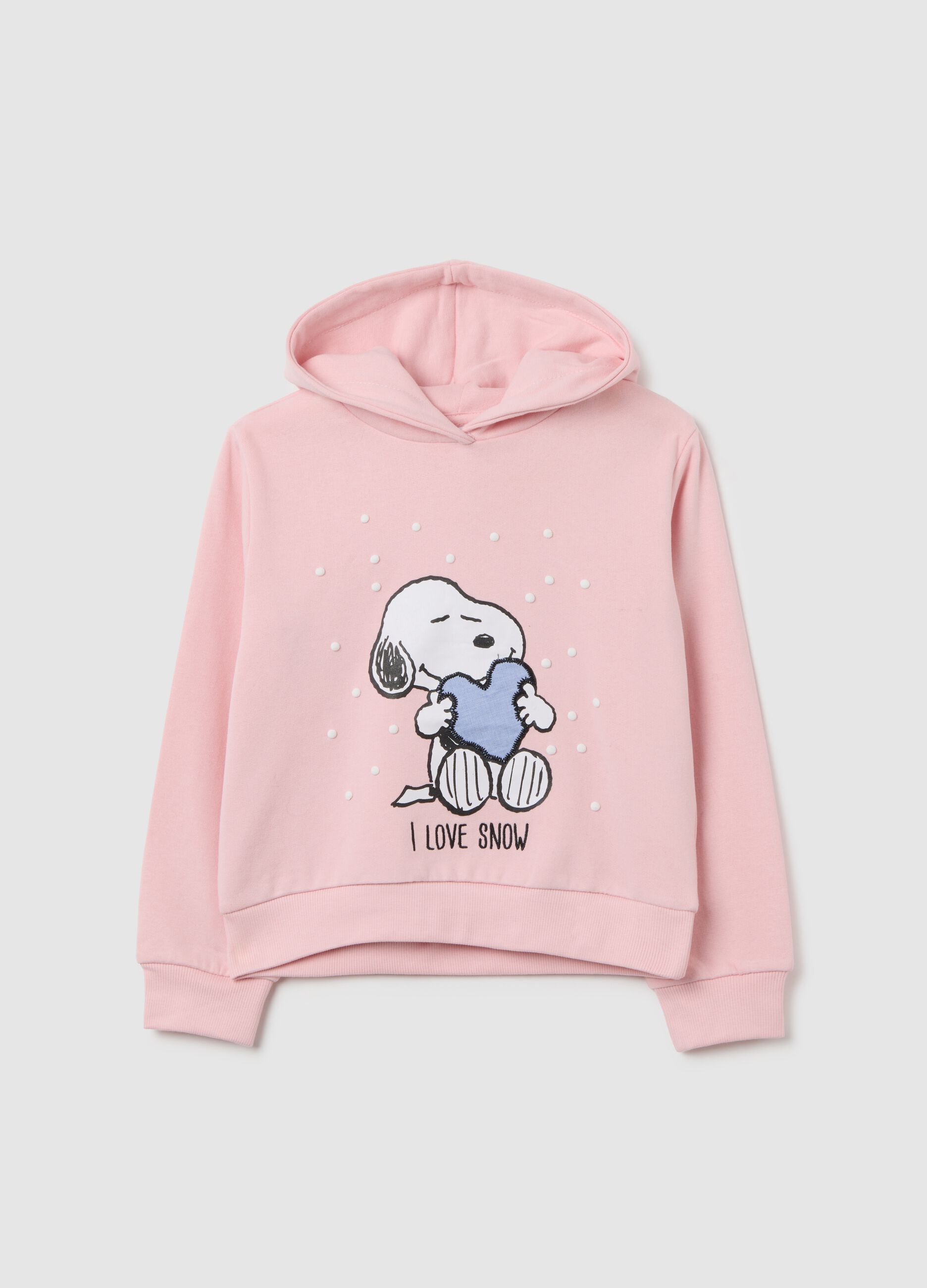 Girl's pink sweatshirt in cotton blend regular fit with print