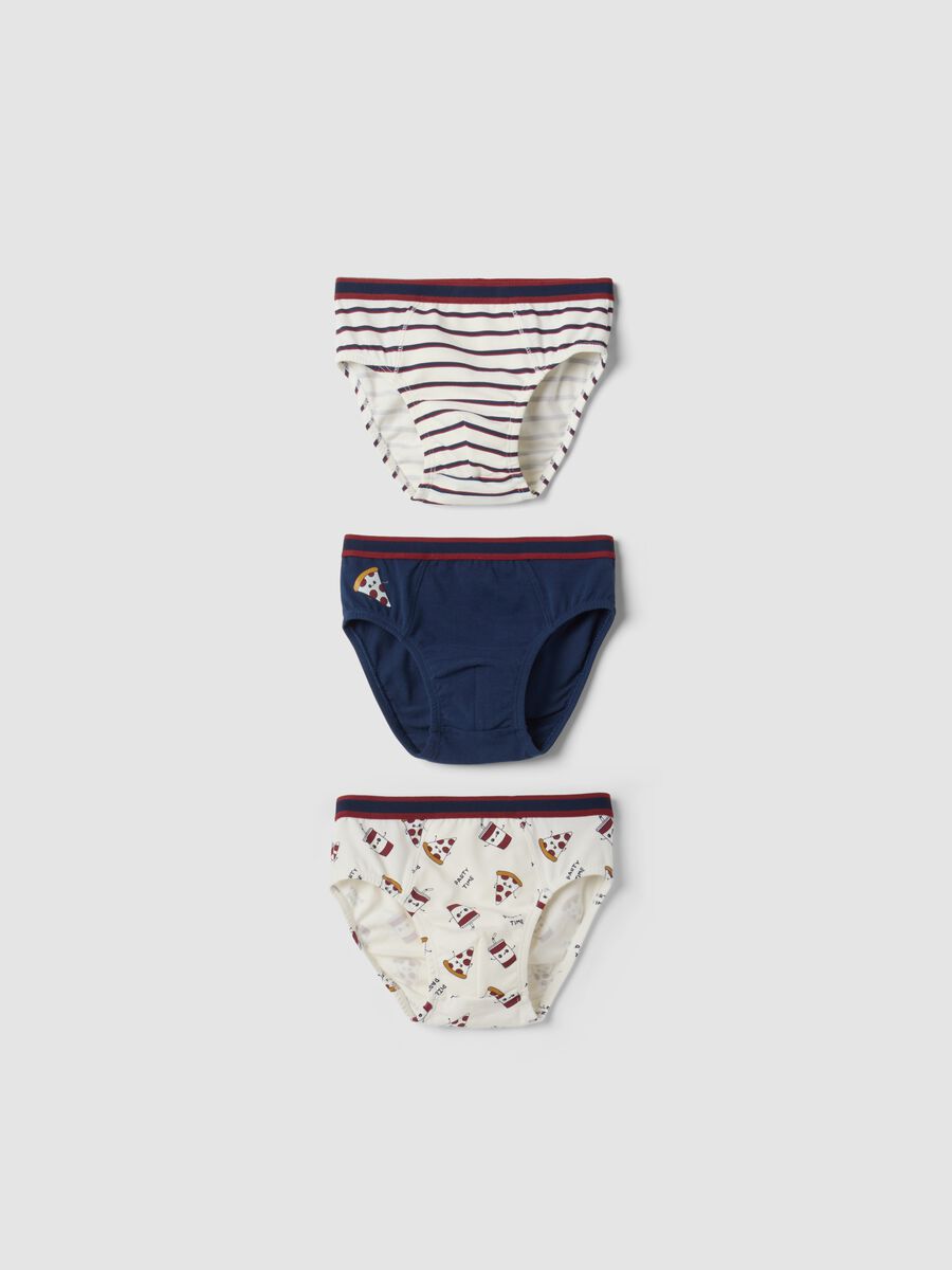 3-pack of blue and white organic stretch cotton briefs with print_0