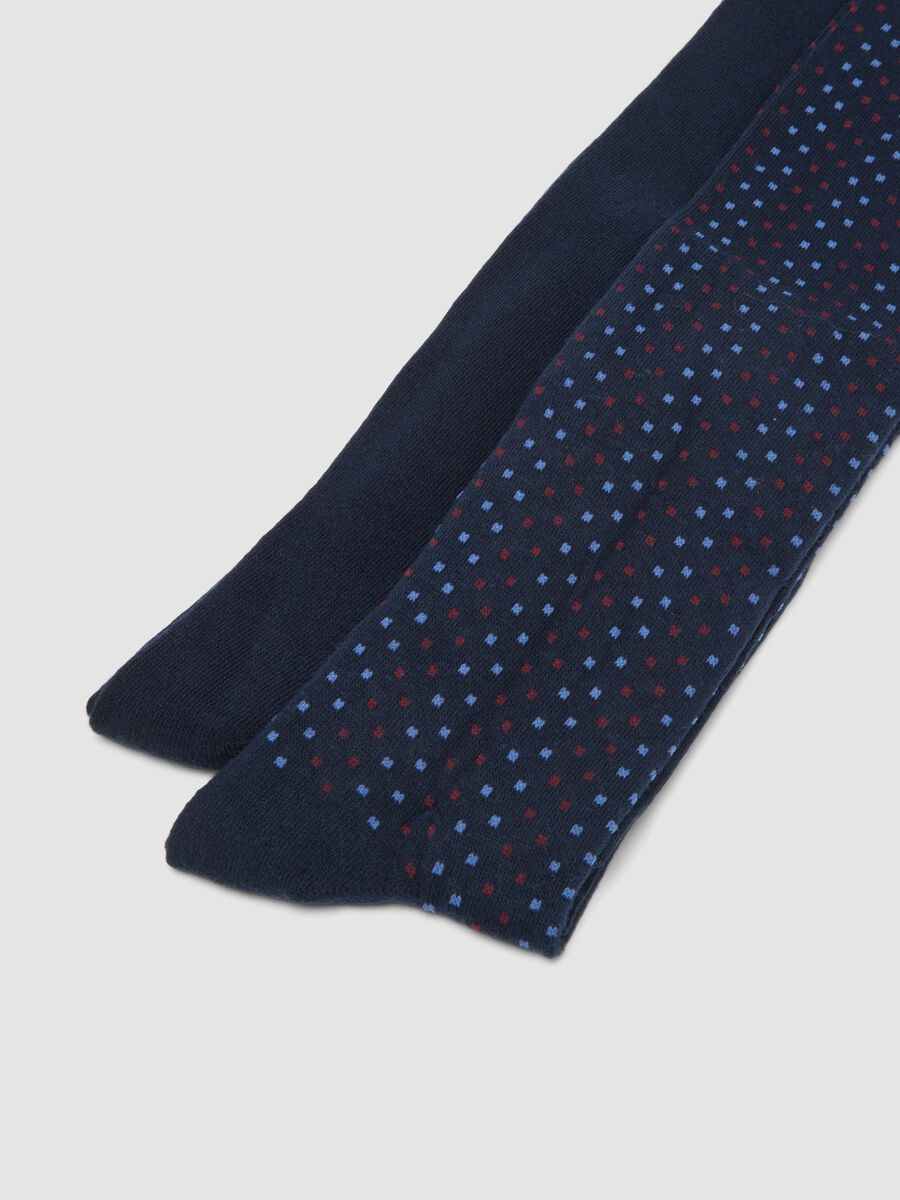 Tripack di calze lunghe blu navy in cotone organico elasticizzato_1