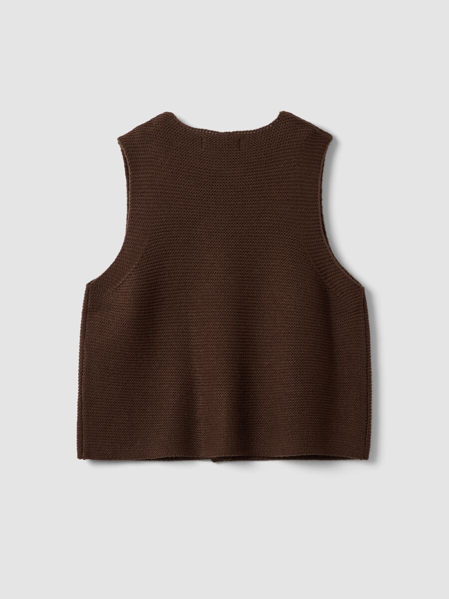 Gilet marrone in misto lana con scollo profondo a V regular fit_6