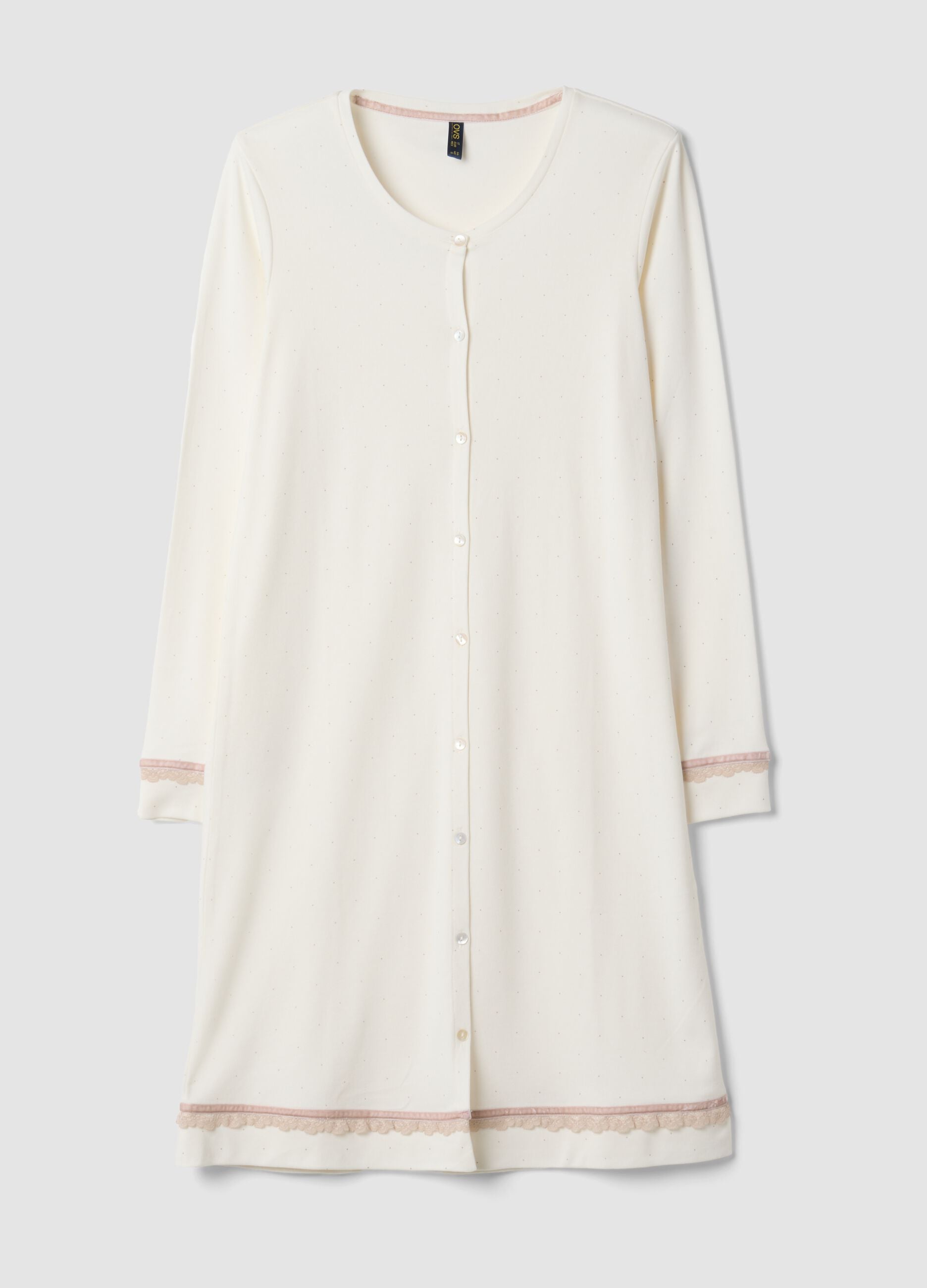 Camicia da notte bianca girocollo in puro cotone organico