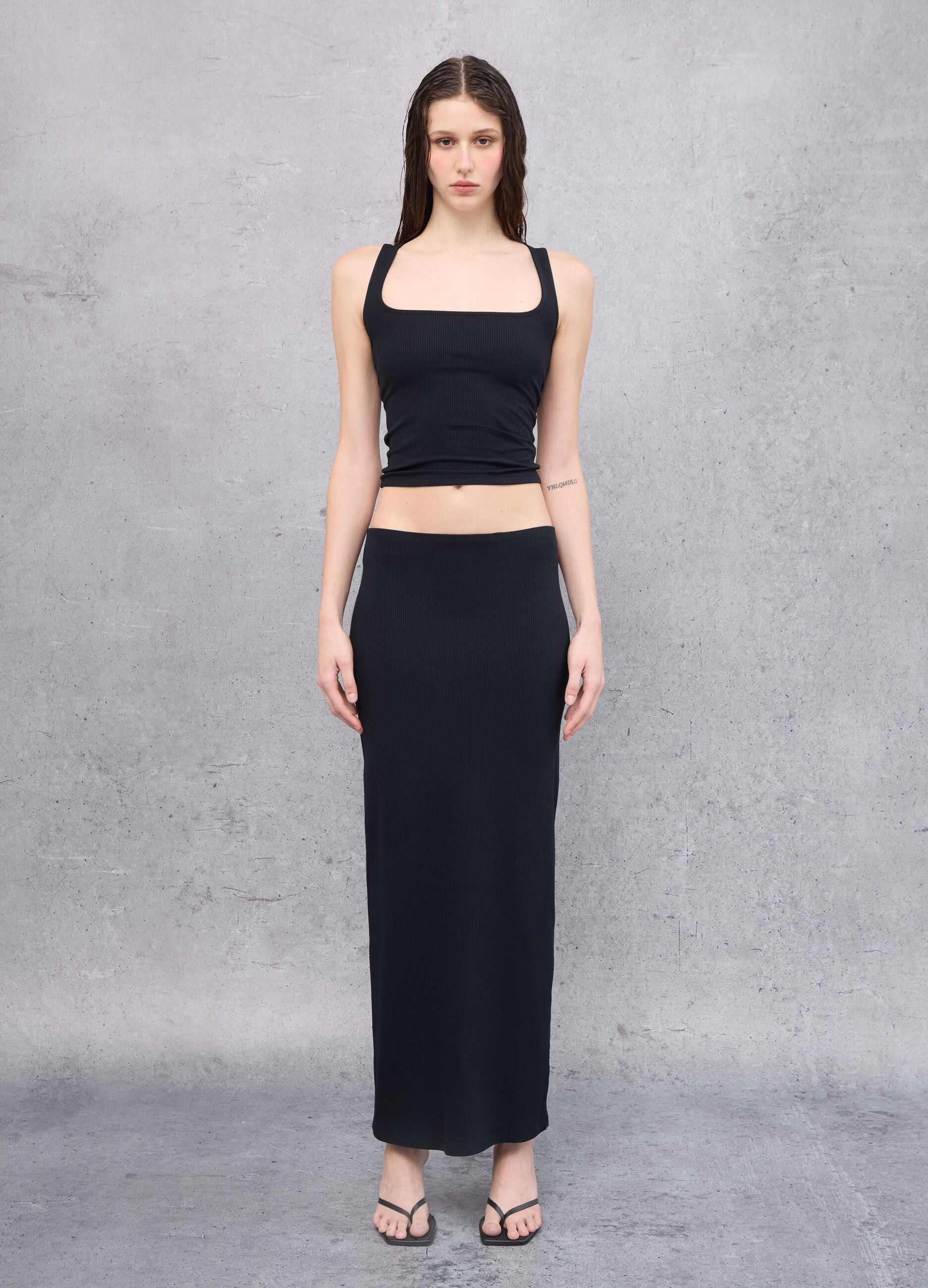 Vest Top Square Neck Black