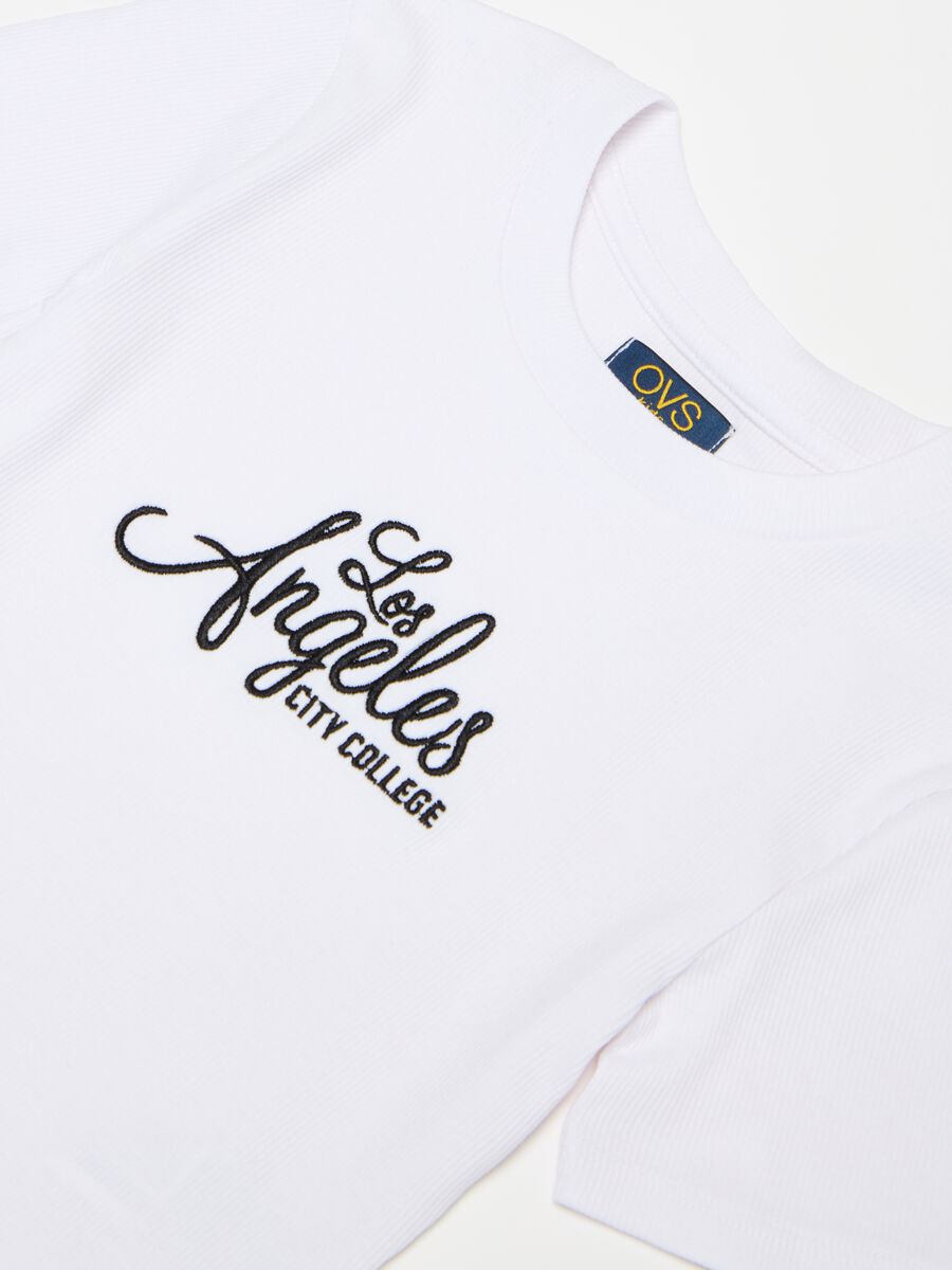 Ribbed T-shirt with lettering embroidery_2