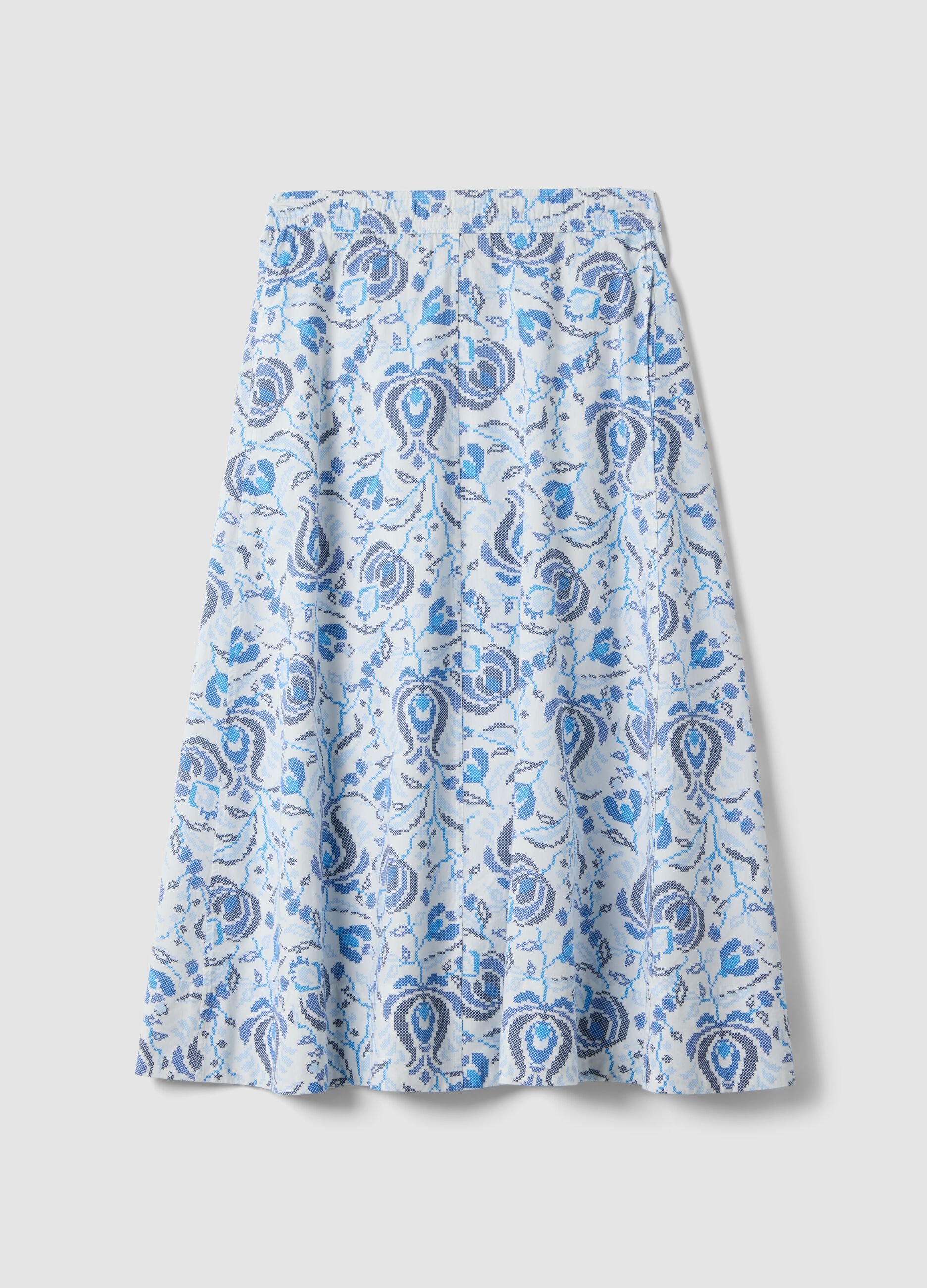 Pure cotton maxi skirt with floral print