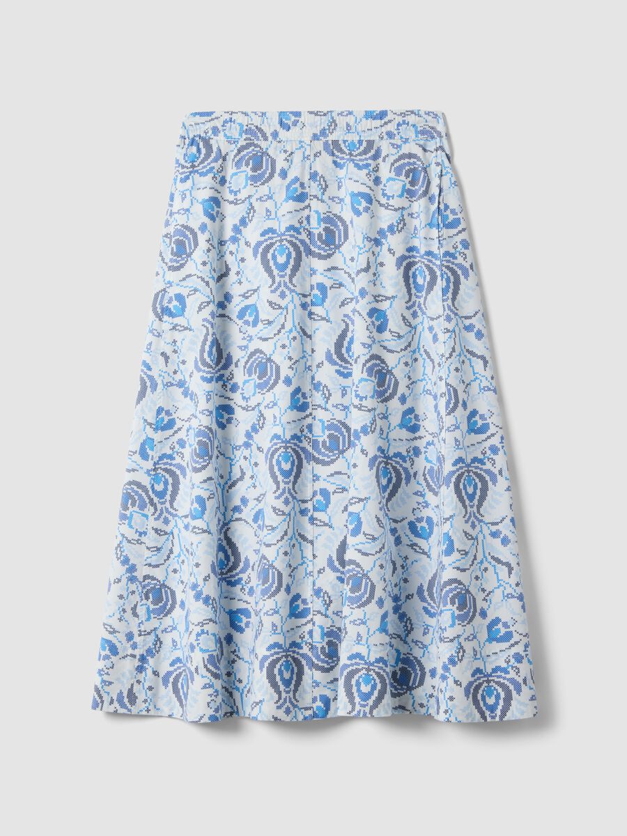 Pure cotton maxi skirt with floral print_0