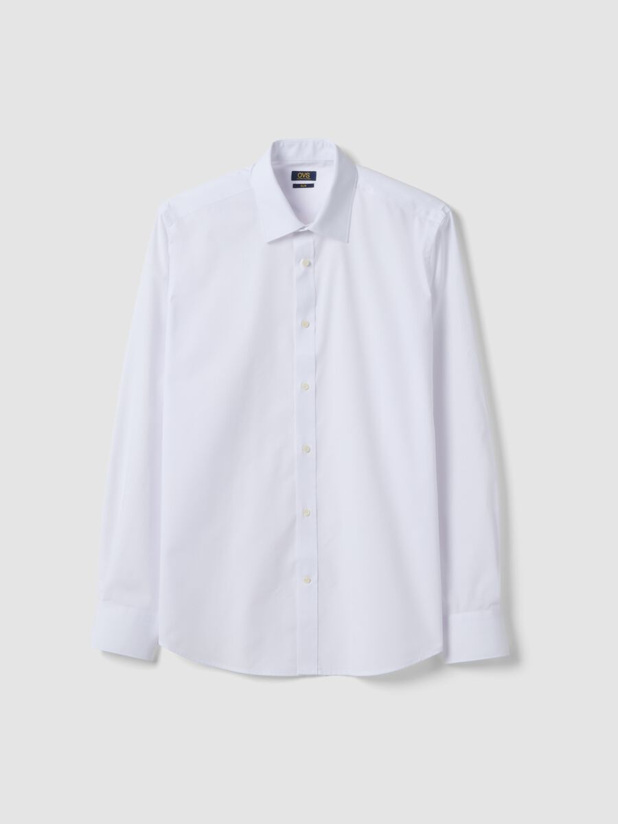 Wei&szlig;e Slim-Fit-Bluse mit langen &Auml;rmeln_0