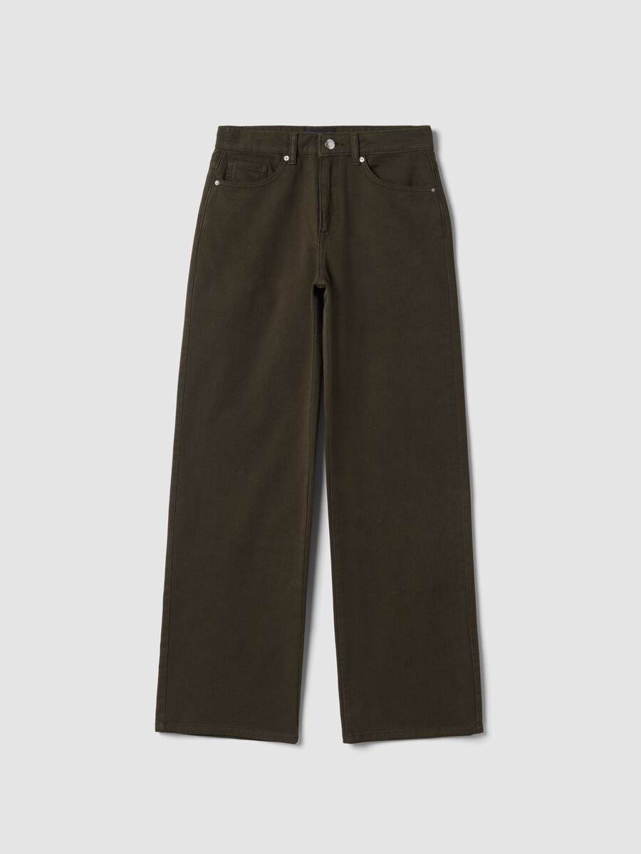 Brown wide-leg jeans in pure cotton_4