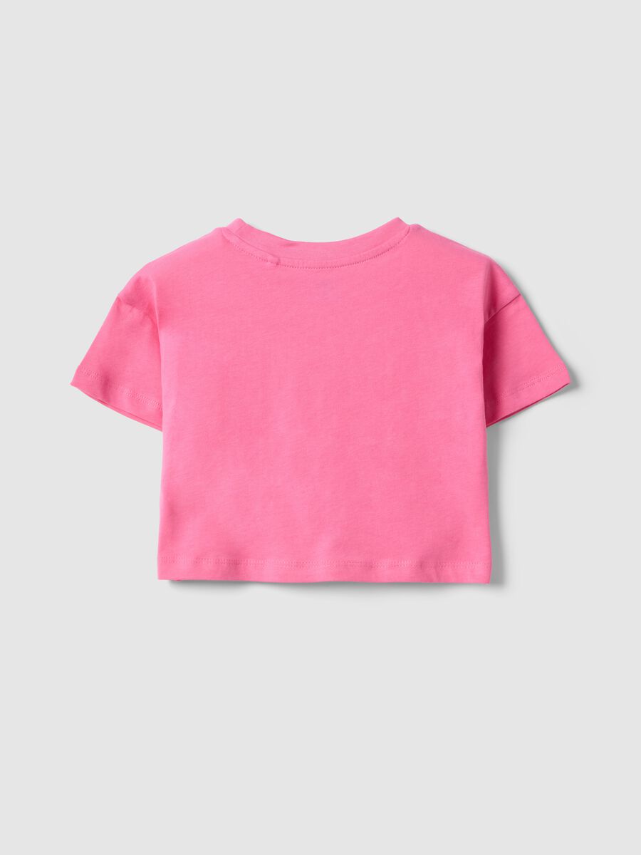 Girls' pink pure cotton boxy fit T-shirt with print_1