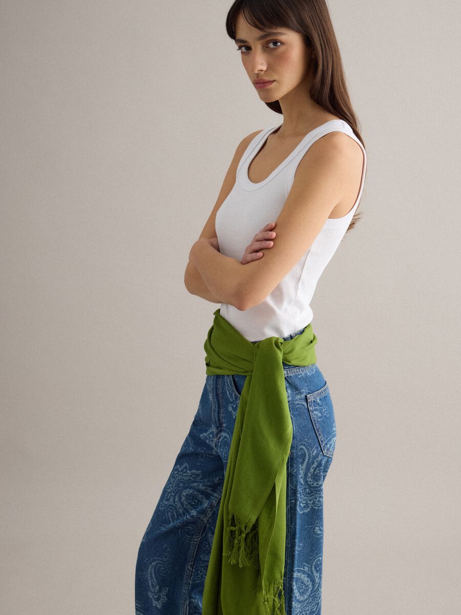 White stretch cotton tank top regular fit_3