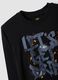 Black organic cotton T-shirt with "Let's get drip" slogan for boys_5