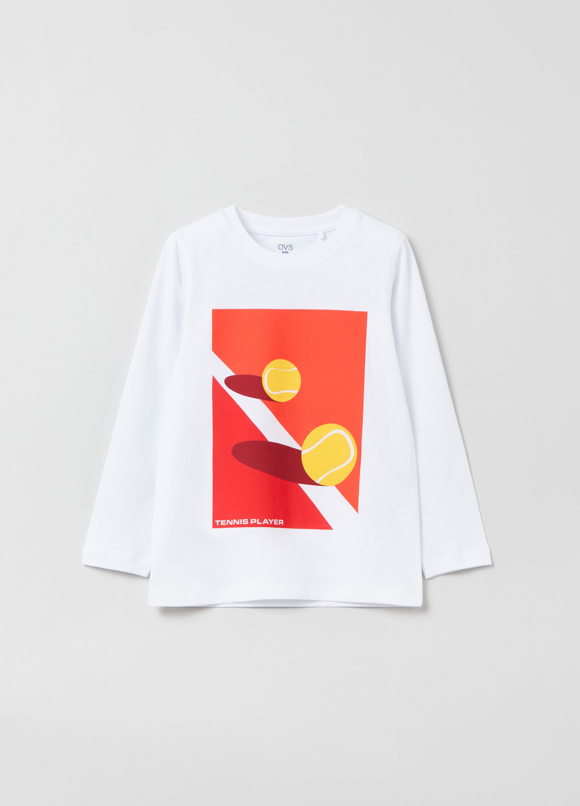 Cotton T-shirt with tennis print