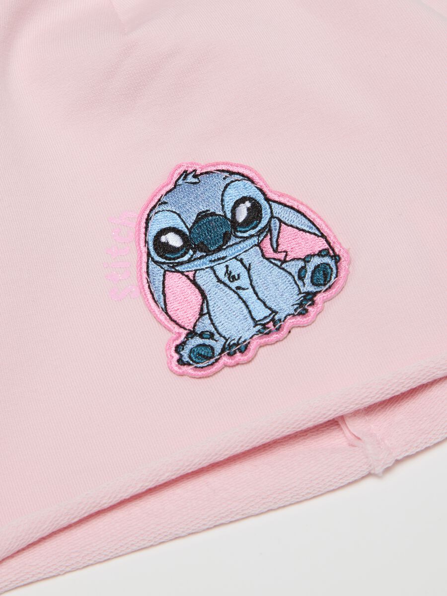 Pink stretch cotton girl's hat with Stitch decoration_2