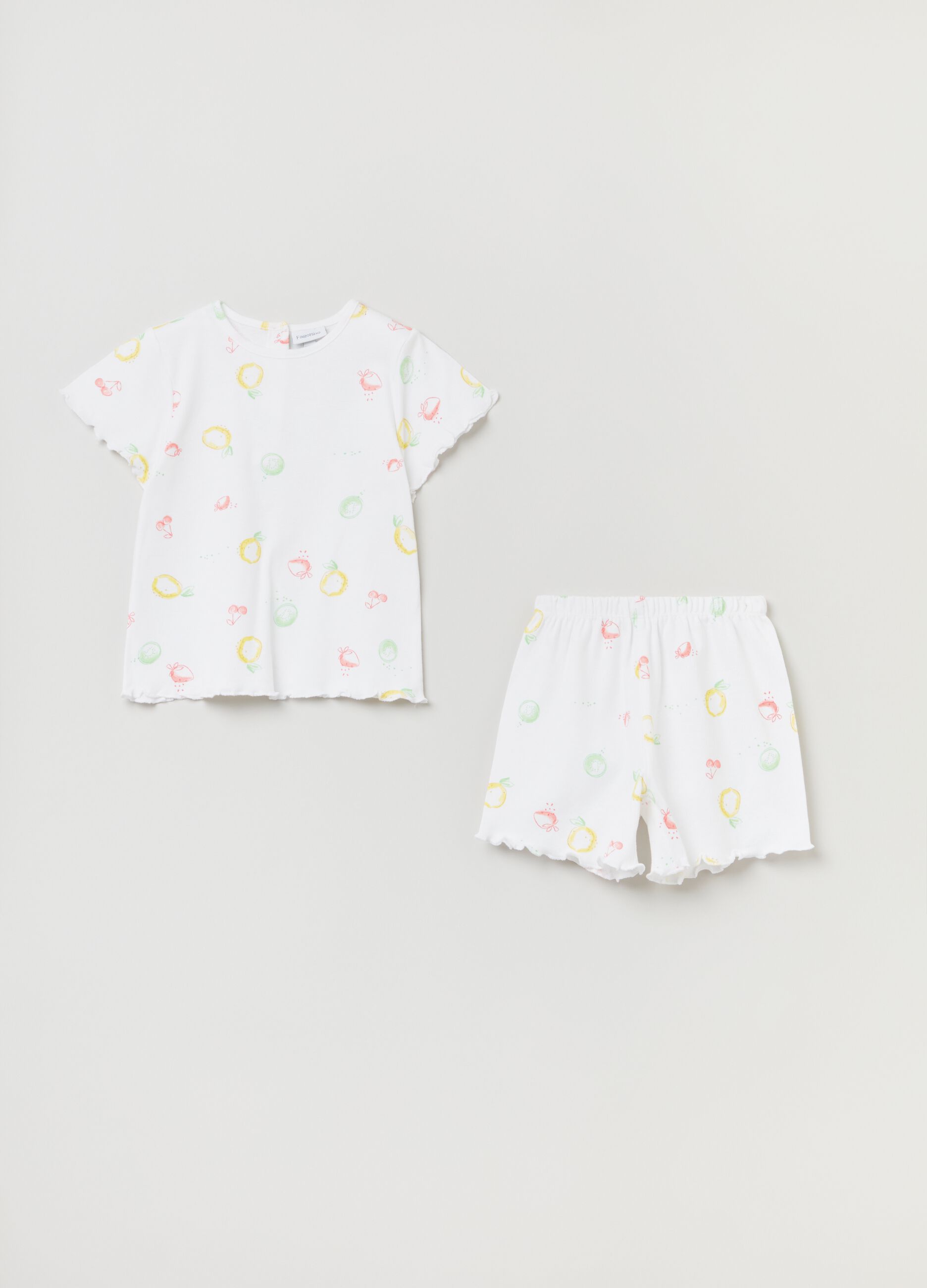 Pijama corto de algodón con estampado fruta