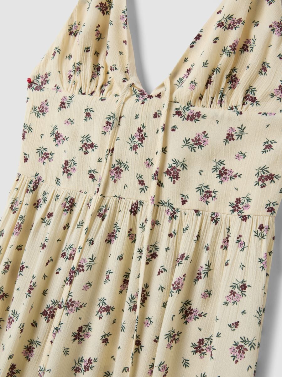 Beige floral pure viscose mini dress_5