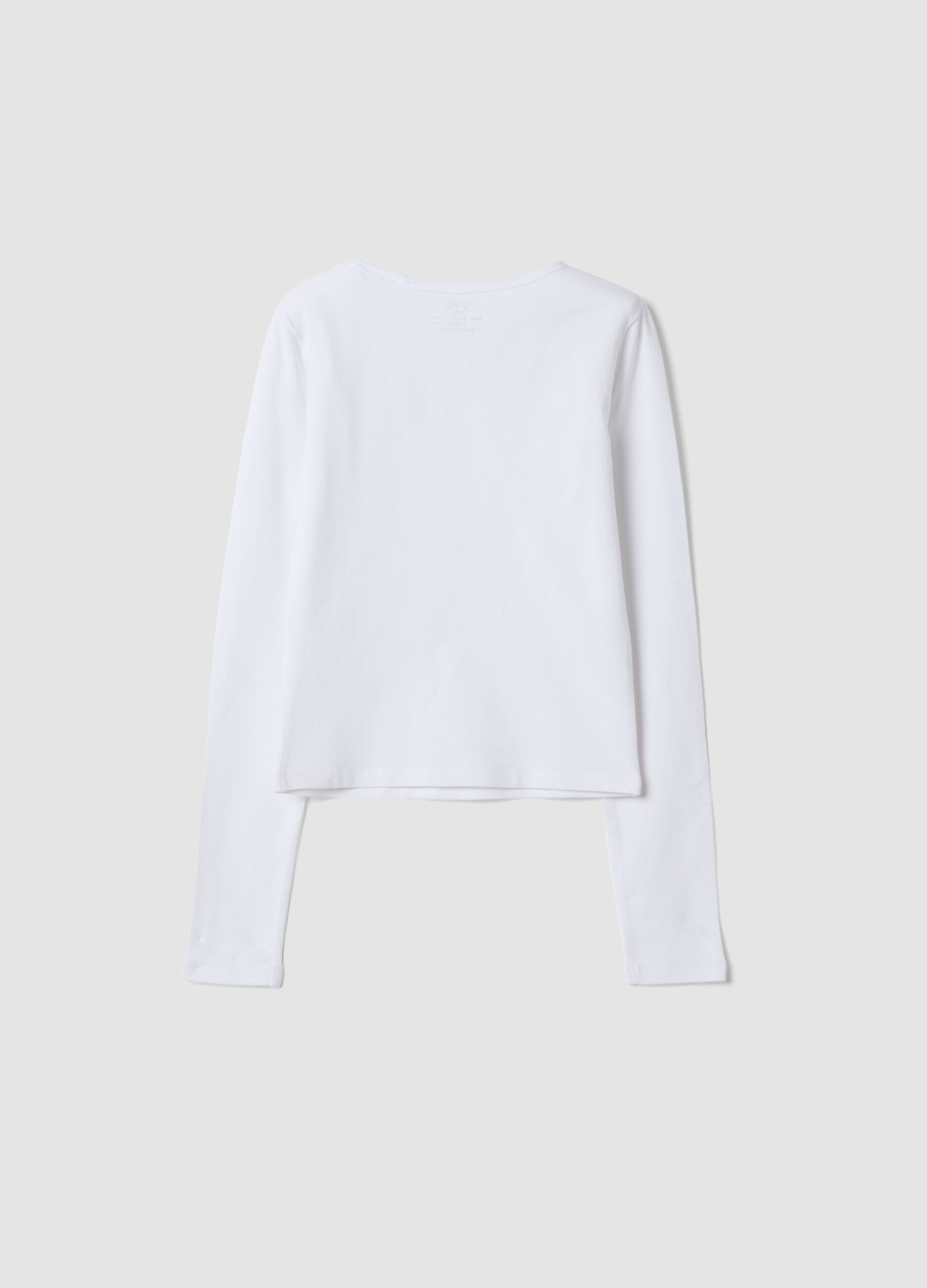 Wei&szlig;es Slim-Fit-Langarmshirt aus elastischem Bio-Baumwolljersey