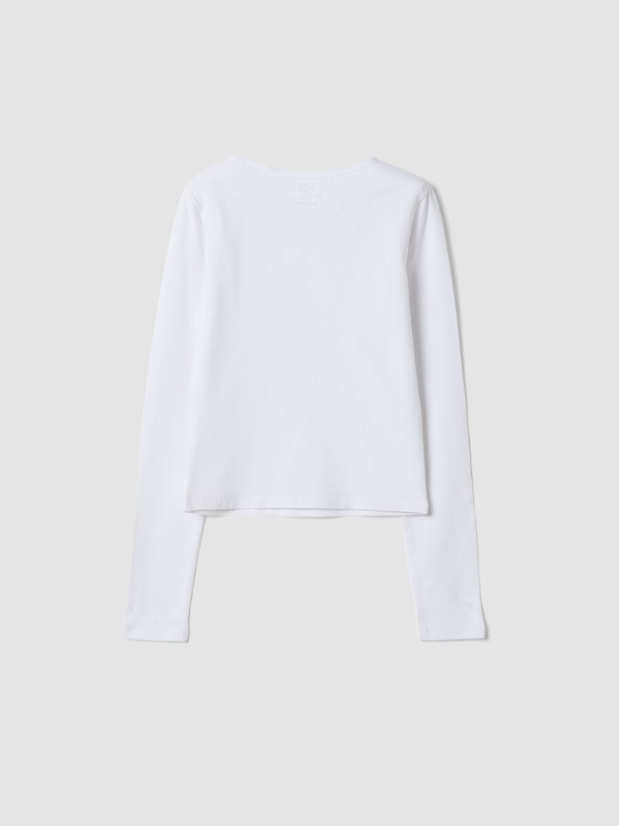 Wei&szlig;es Slim-Fit-Langarmshirt aus elastischem Bio-Baumwolljersey_1