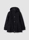Black hooded parka in stretch fabric, regular fit_0