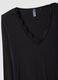 Black long sleeve top regular fit with lace trim_5