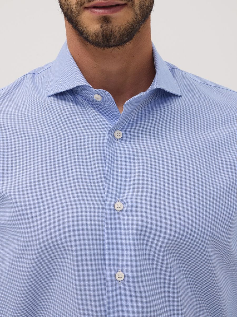 Light blue pure compact cotton shirt with French collar, regular fit_1