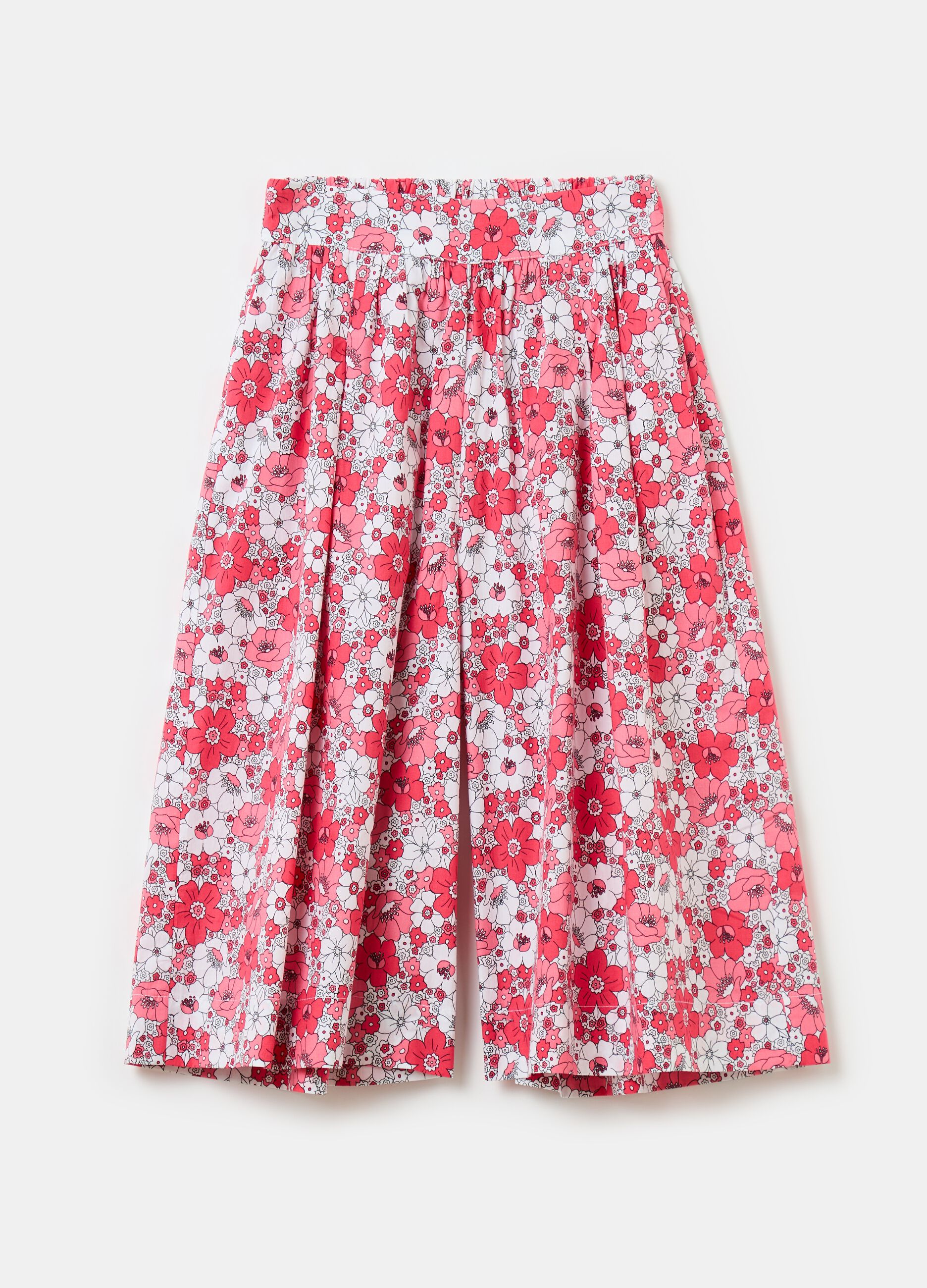 Wide-leg trousers with floral pattern