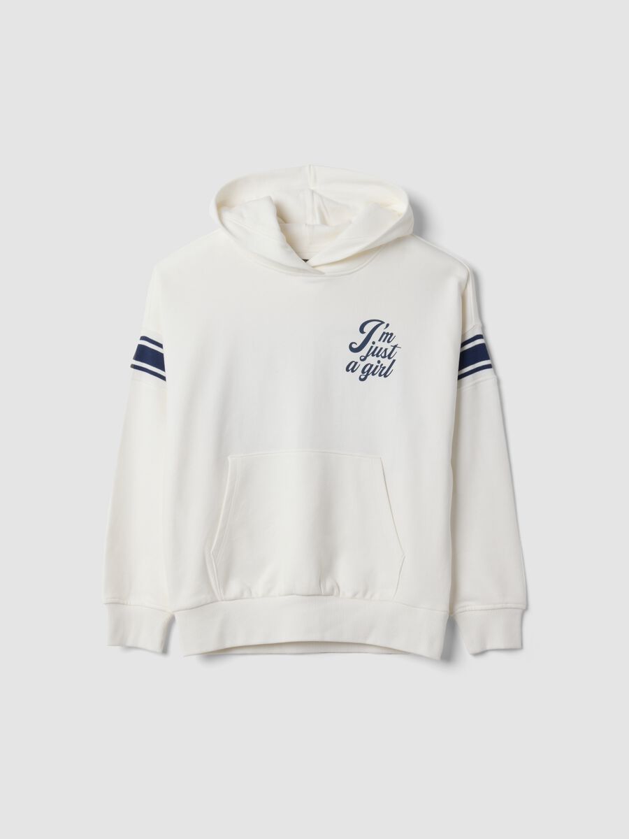 White 100% cotton hoodie with crew neck_3