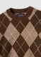 Maglia marrone in lana elasticizzato a rombi girocollo_1