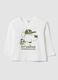 White organic cotton T-shirt with puppy print for boys_0