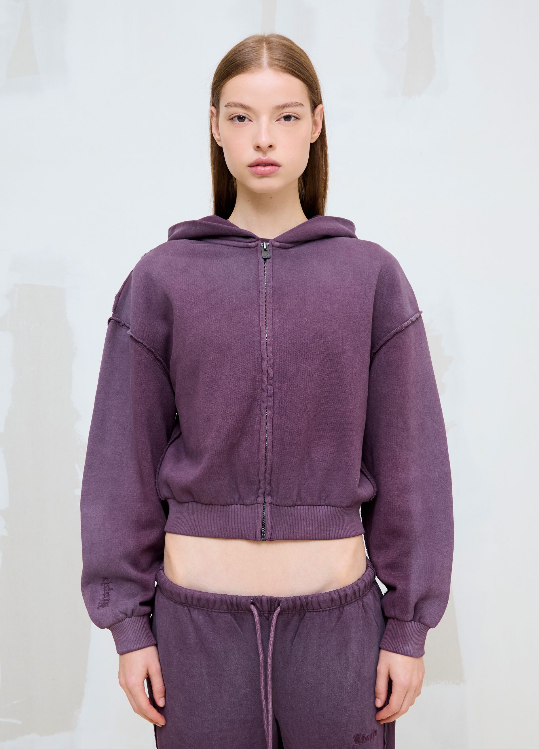 Sunfaded Full-Zip Hoodie Burgundy