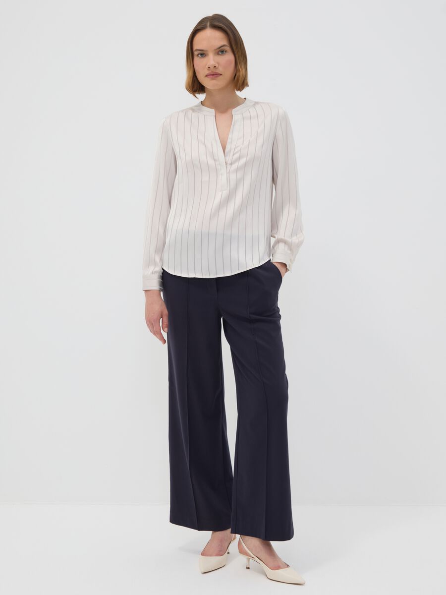 Jogger The Iconic Pants blu wide leg in viscosa elasticizzata_1