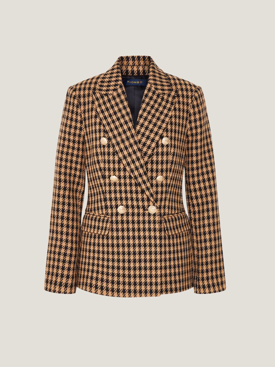 Double-breasted blazer with houndstooth pattern_2