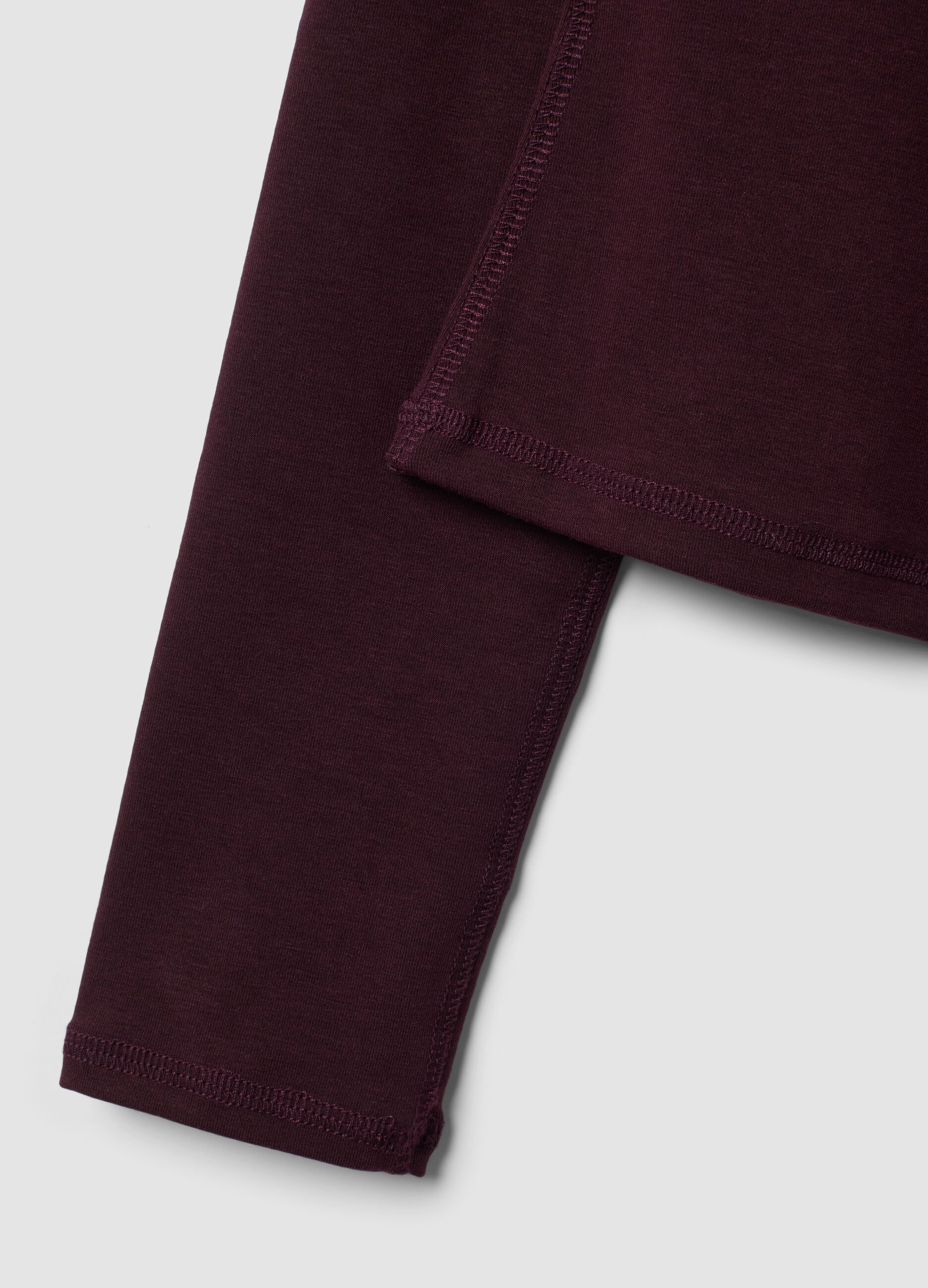 Violettes Crewneck-Top aus Stretch-Viskose mit Kapuze