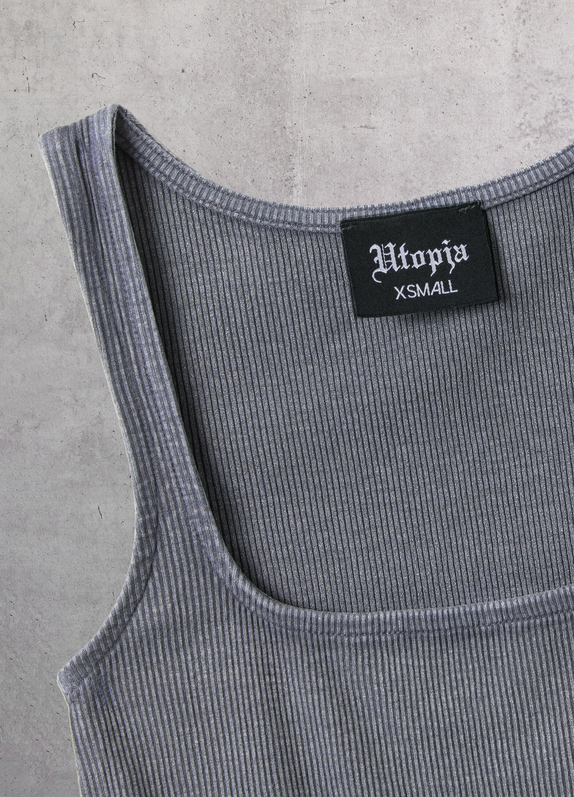 Vintage Grey Square-Neck Tank Top