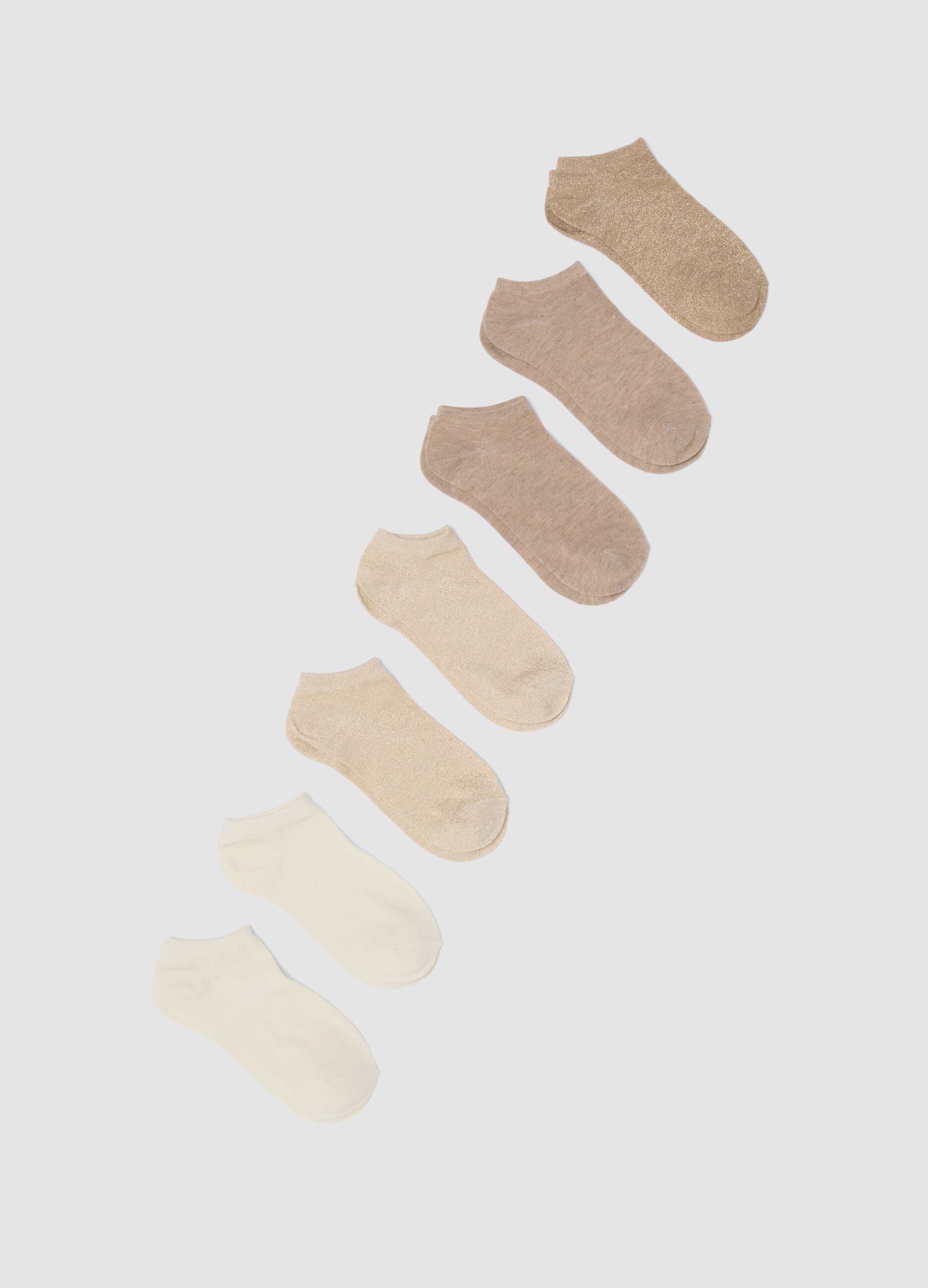Multipack di sette calzini fantasmini beige in tessuto elasticizzato