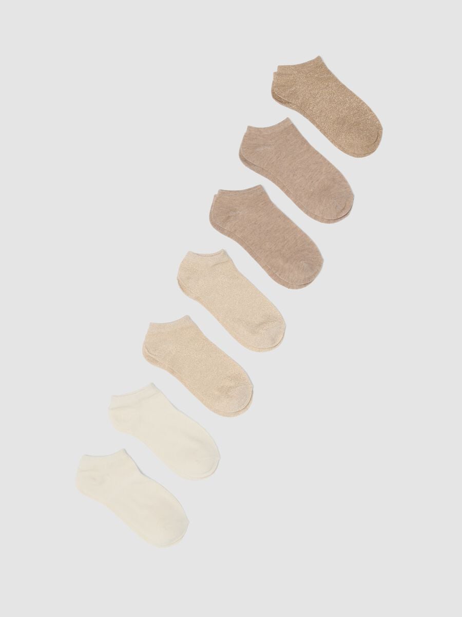 Multipack di sette calzini fantasmini beige in tessuto elasticizzato_0