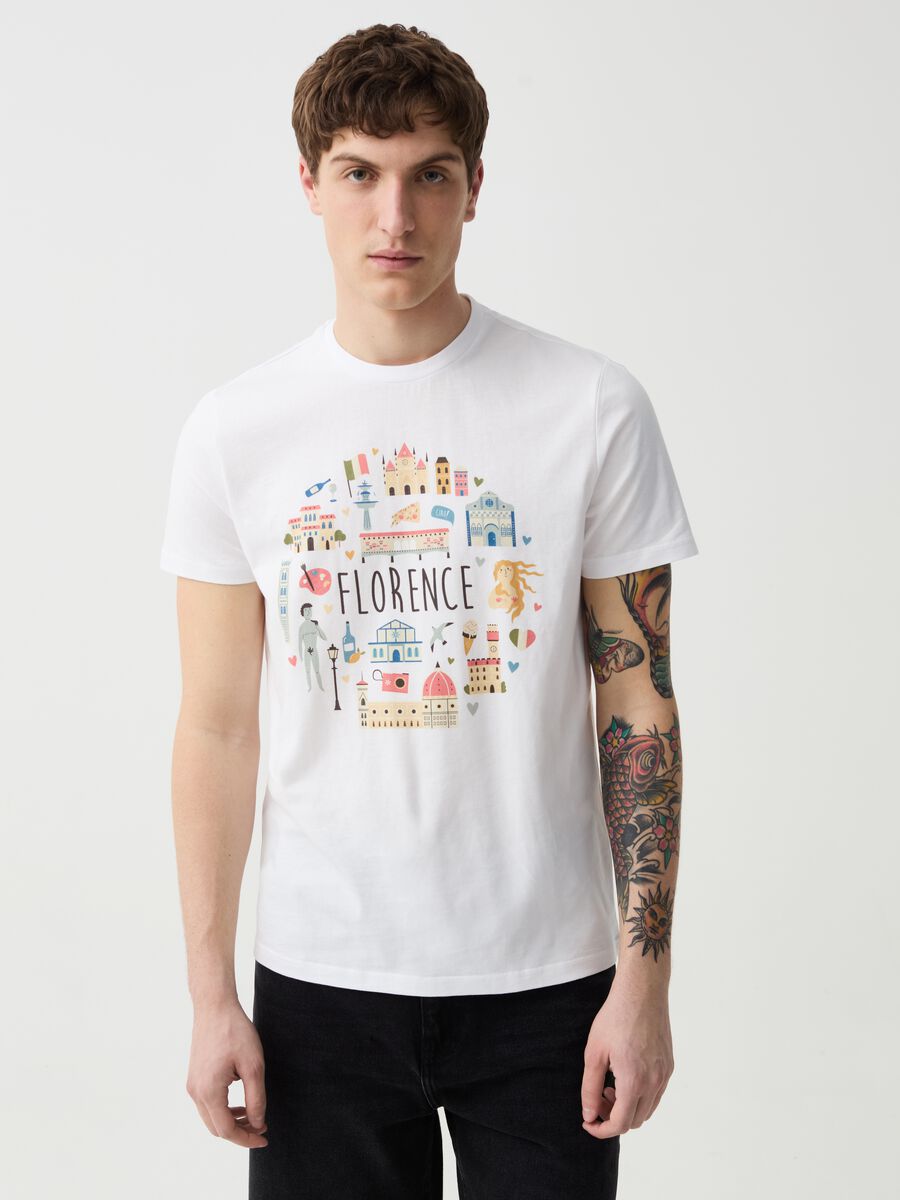 Cotton t-shirt with Firenze print_0