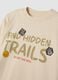 Sand-coloured organic cotton overfit T-shirt with print_2