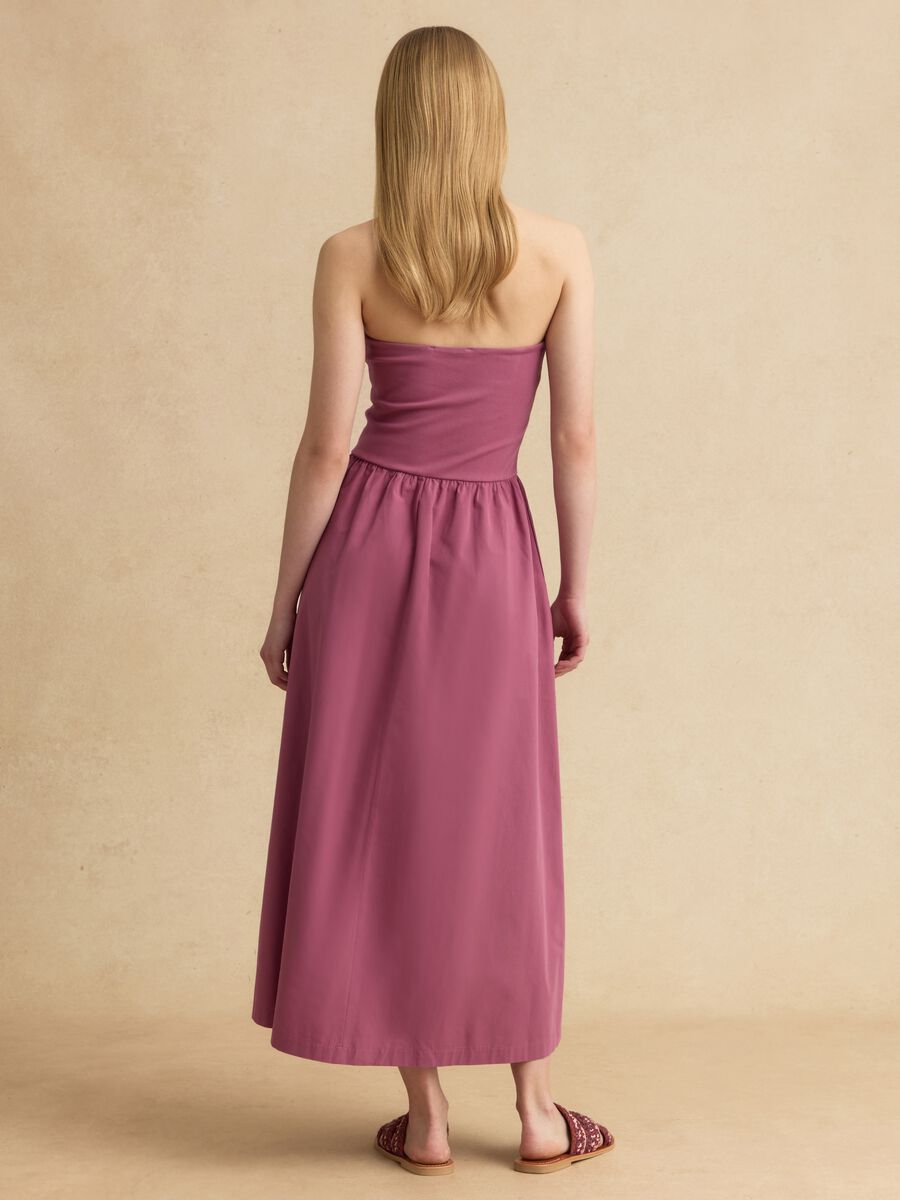 Pink strapless maxi dress in stretch cotton, regular fit_3