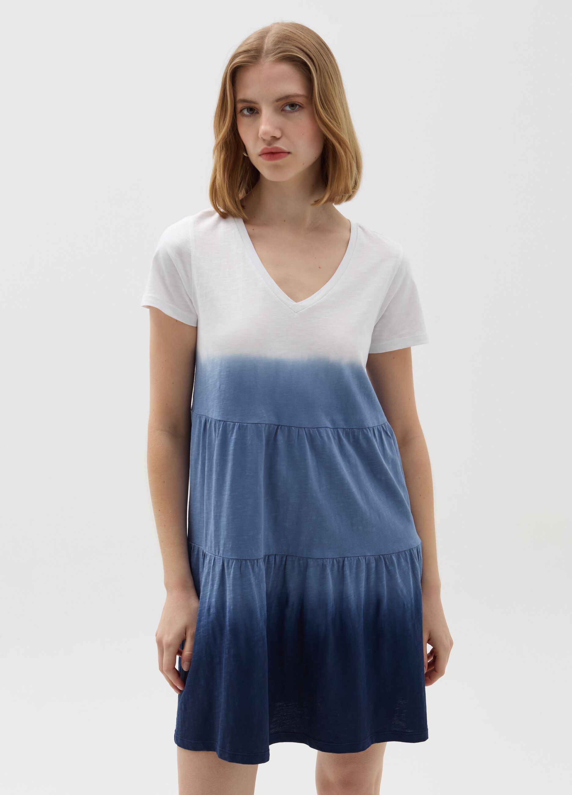 Essential dip-dye tiered dress