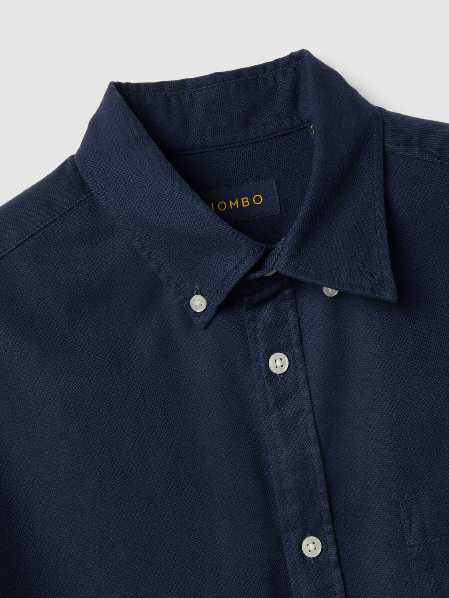 Long-sleeved blue shirt in pure cotton_5